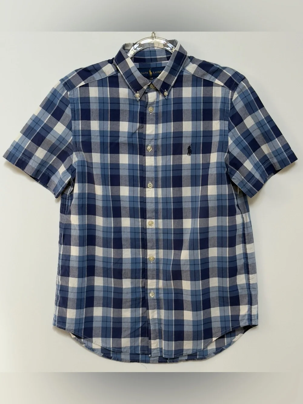 Ralph Lauren Boys 14/16 Plaid Button Down Short Sleeve